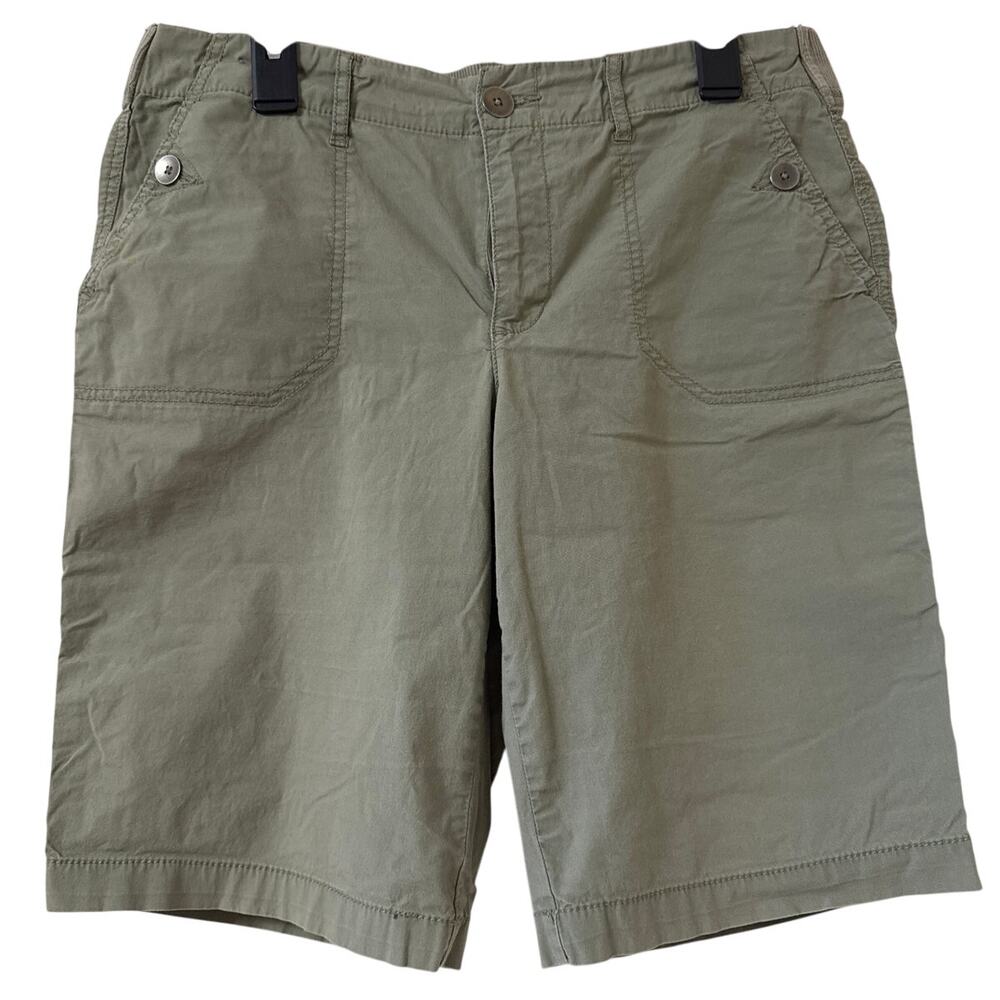 Kim Rogers Size 12, 98% Cotton, Green, Light Weight Shorts Elastic Back Pockets